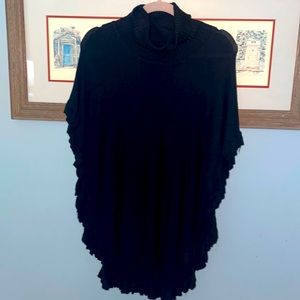 Cowlneck Ruffle Poncho One Size